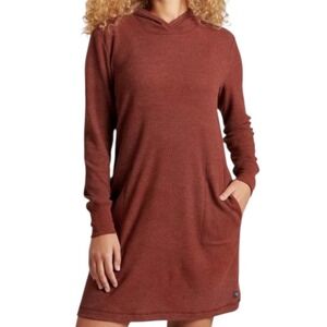 Toad & Co Intermosso Hooded Dress Rust Orange Pullover Size Small Acivewear